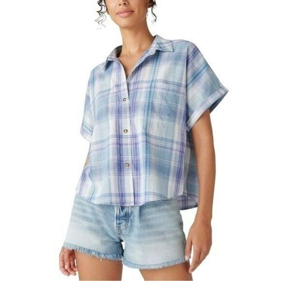 Lucky Brand Tops - Lucky Brand Relaxed Plaid Cotton Button-Up Shirt Medium NEW